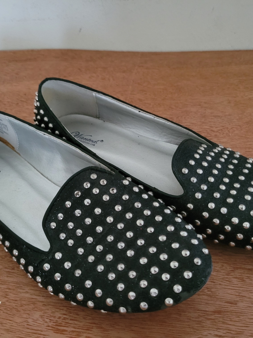 Wanted Black Studded Suede Loafers